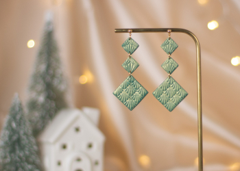 Green long earrings