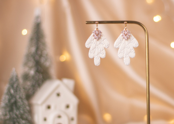 White art deco earrings