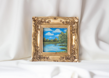 Framed Lakeside Landscape Art Print